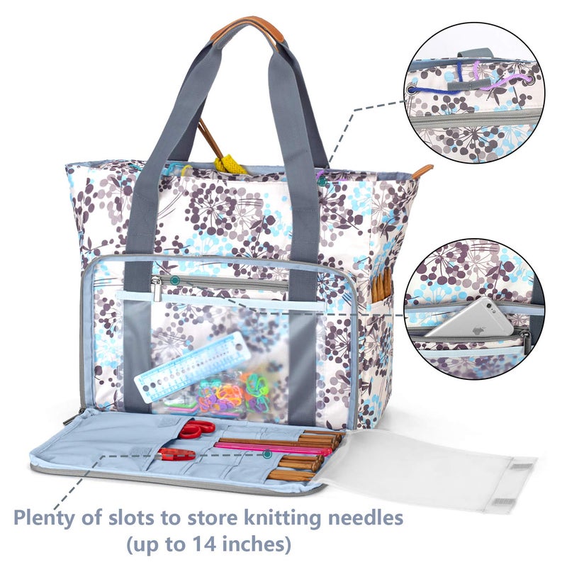 Teamoy Crochet Bag Organizer, Yarn Storage for Crocheting, Knitting Tote Bag for Needles and Hooks - Ideal for Crochet Lovers, Dandelion - Image 3